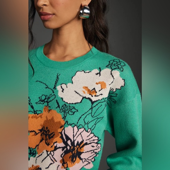 Anthropologie x Sonal Nathwani Camryn Cropped Crewneck Sweater Size XL NWT - Picture 3 of 15